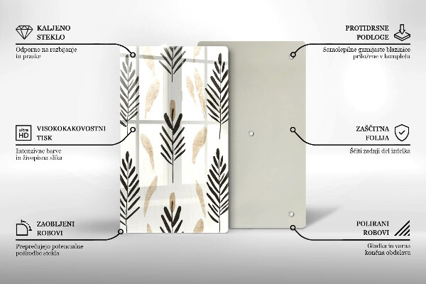 Skleněná krájecí deska Boho rostliny