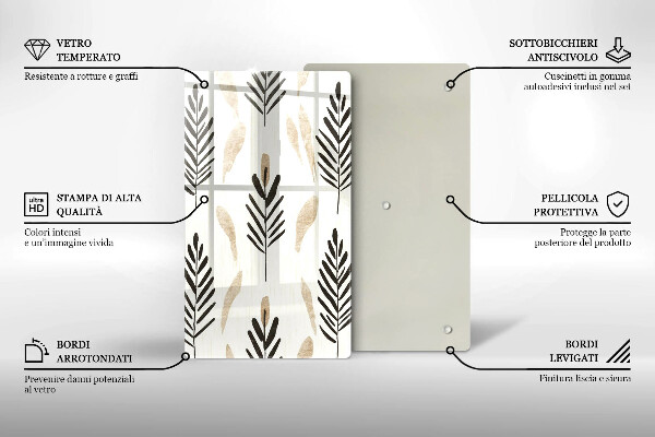 Skleněná krájecí deska Boho rostliny