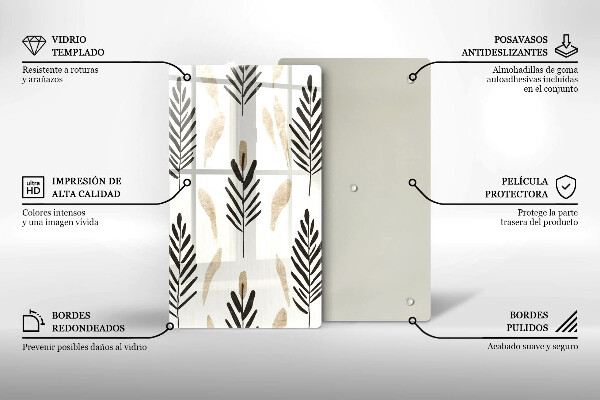 Skleněná krájecí deska Boho rostliny