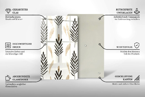 Skleněná krájecí deska Boho rostliny