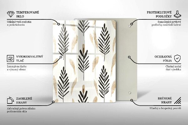 Skleněná krájecí deska Boho rostliny