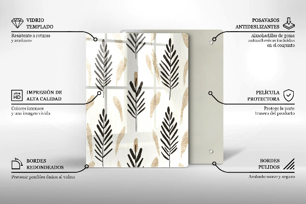 Skleněná krájecí deska Boho rostliny