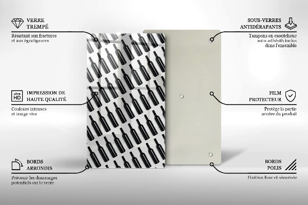 Skleněná krájecí deska Černé láhve vína