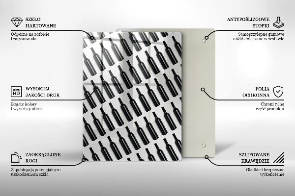 Skleněná krájecí deska Černé láhve vína