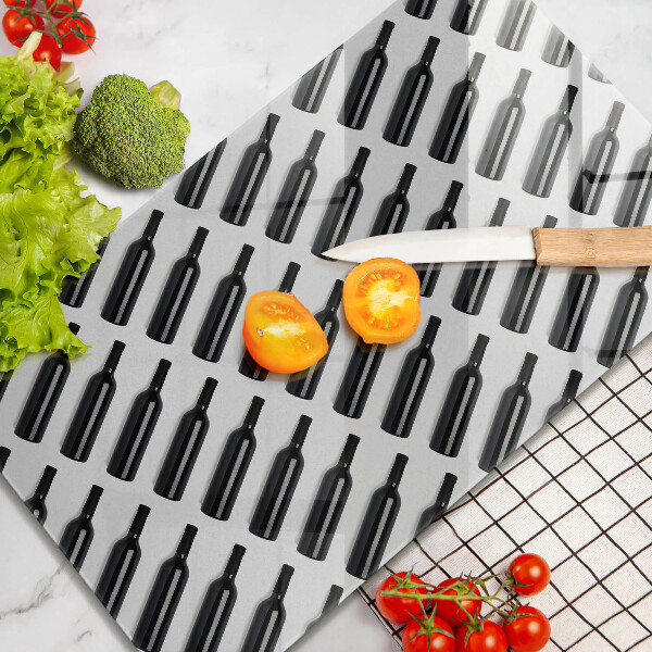 Skleněná krájecí deska Černé láhve vína