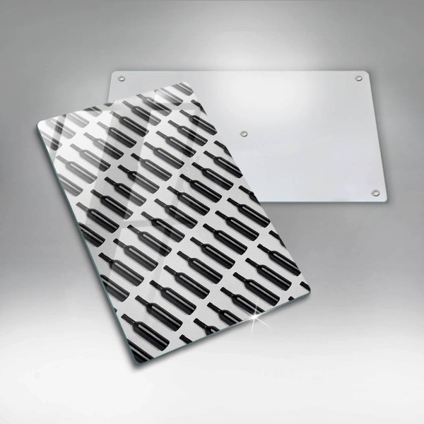 Skleněná krájecí deska Černé láhve vína