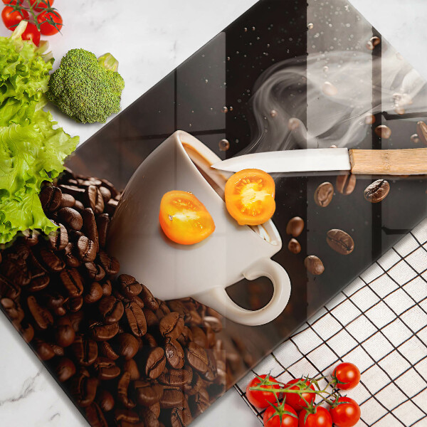 Skleněná krájecí deska Horký šálek kávy