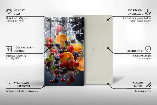 Skleněná krájecí deska Ovoce ve vodě