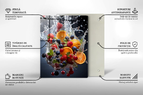 Skleněná krájecí deska Ovoce ve vodě