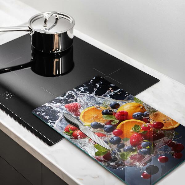 Skleněná krájecí deska Ovoce ve vodě