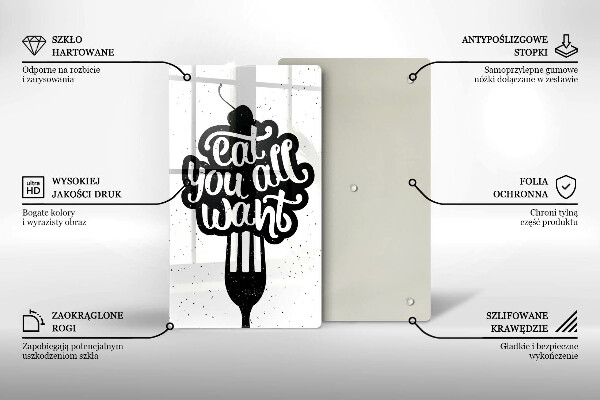 Skleněná krájecí deska Eat all you want