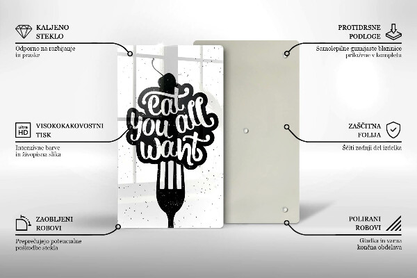 Skleněná krájecí deska Eat all you want