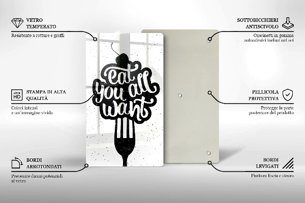 Skleněná krájecí deska Eat all you want