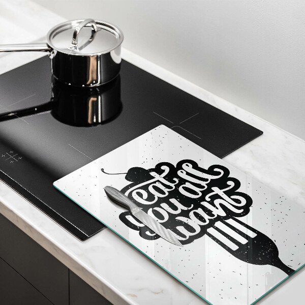 Skleněná krájecí deska Eat all you want