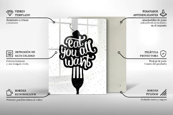 Skleněná krájecí deska Eat all you want