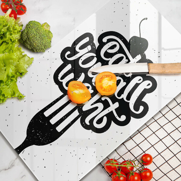 Skleněná krájecí deska Eat all you want