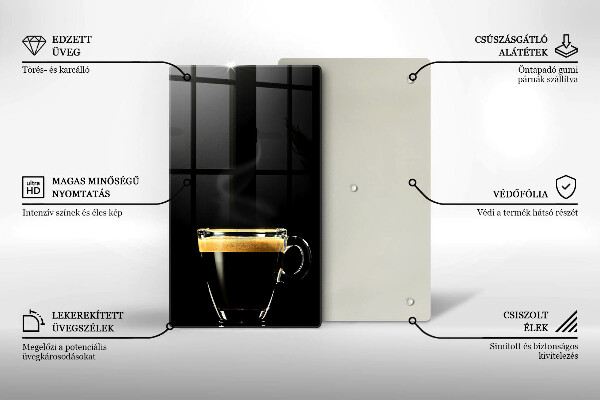 Skleněná krájecí deska Sklenice černé kávy