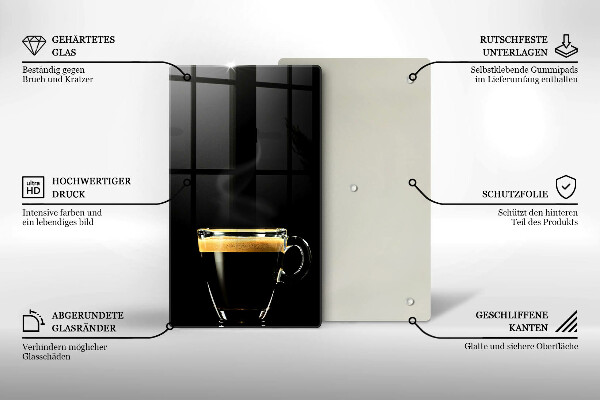 Skleněná krájecí deska Sklenice černé kávy