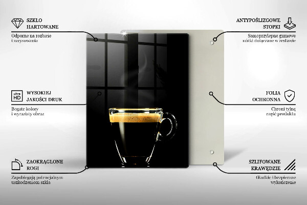 Skleněná krájecí deska Sklenice černé kávy