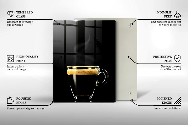 Skleněná krájecí deska Sklenice černé kávy