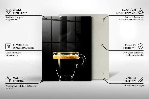 Skleněná krájecí deska Sklenice černé kávy