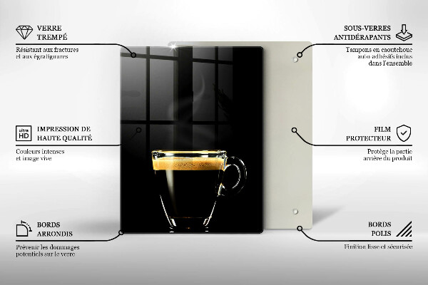 Skleněná krájecí deska Sklenice černé kávy
