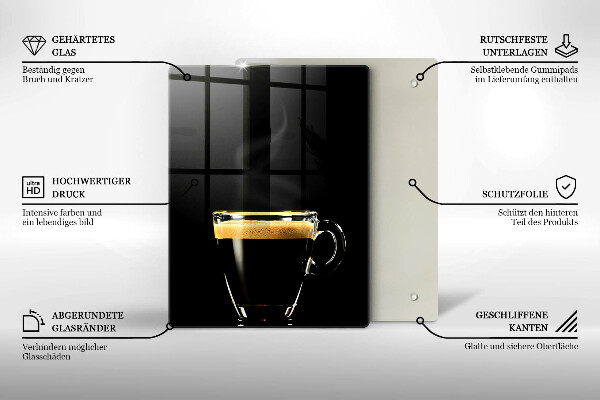 Skleněná krájecí deska Sklenice černé kávy