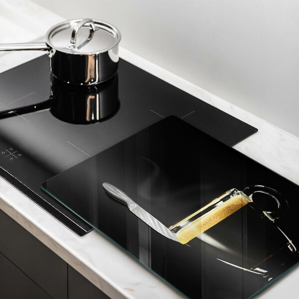 Skleněná krájecí deska Sklenice černé kávy