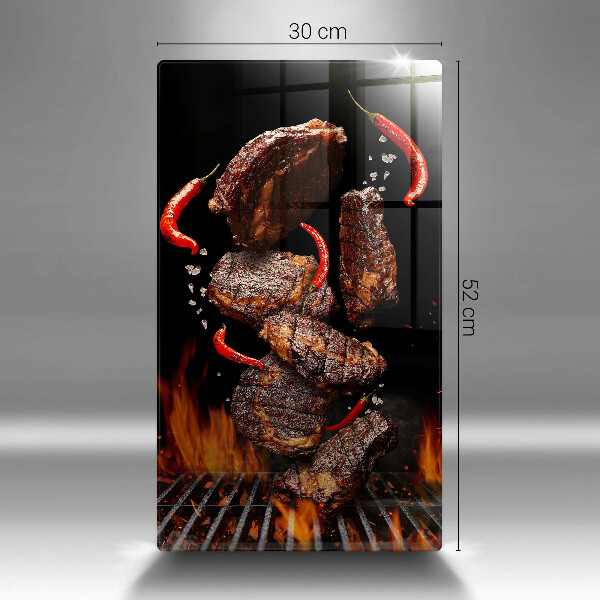 Skleněné krájecí prkénko Maso na grilu