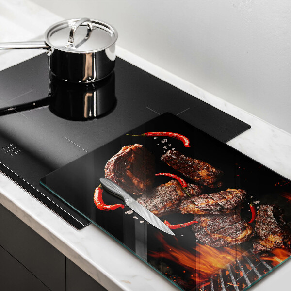 Skleněné krájecí prkénko Maso na grilu