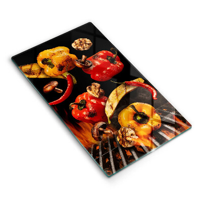 Skleněné krájecí prkénko Zelenina na grilu