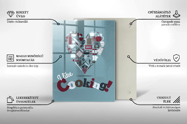 Skleněné krájecí prkénko I like cooking