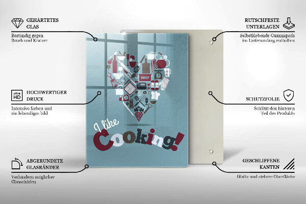 Skleněné krájecí prkénko I like cooking