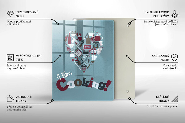 Skleněné krájecí prkénko I like cooking