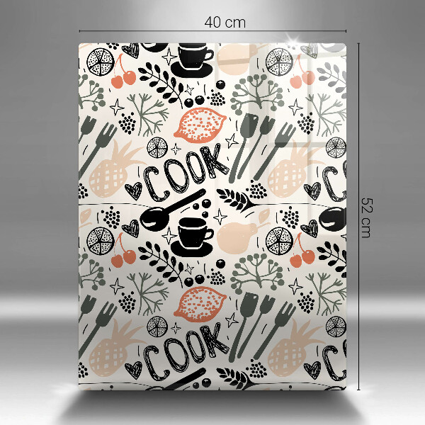 Skleněné krájecí prkénko Kreslený motiv kuchyně