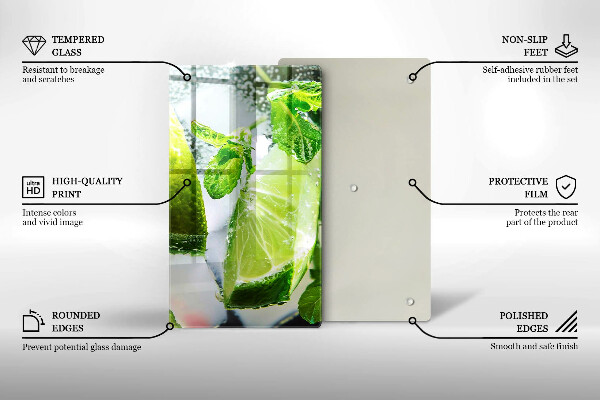 Skleněné krájecí prkénko Voda s vápnem a ledem