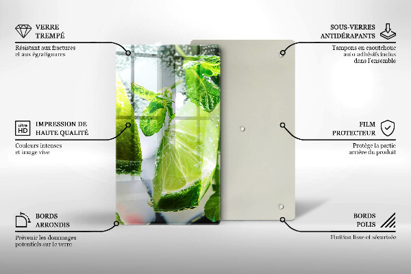 Skleněné krájecí prkénko Voda s vápnem a ledem