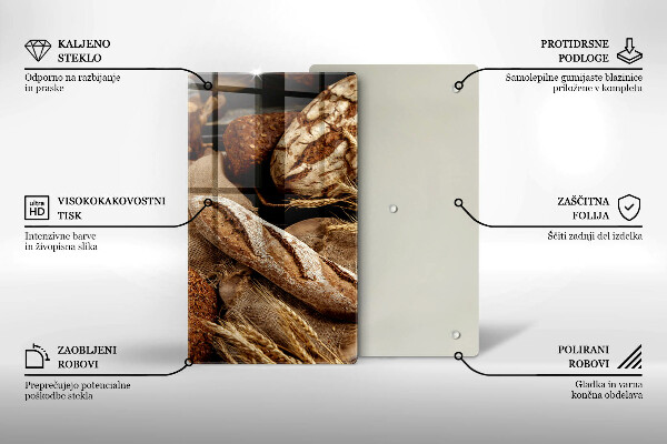 Skleněné krájecí prkénko Chlebové chleby