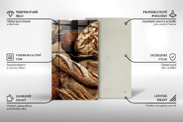 Skleněné krájecí prkénko Chlebové chleby