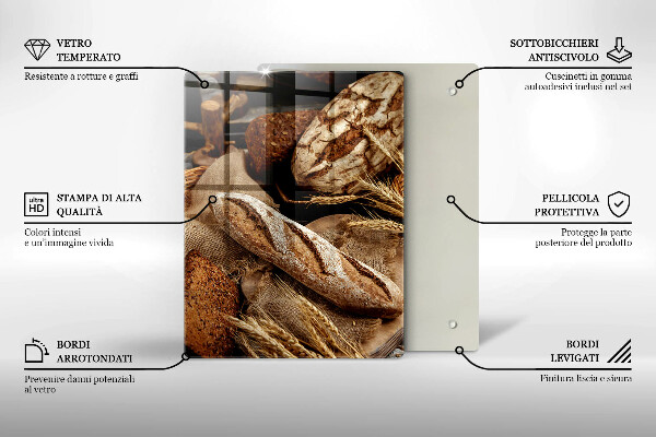 Skleněné krájecí prkénko Chlebové chleby