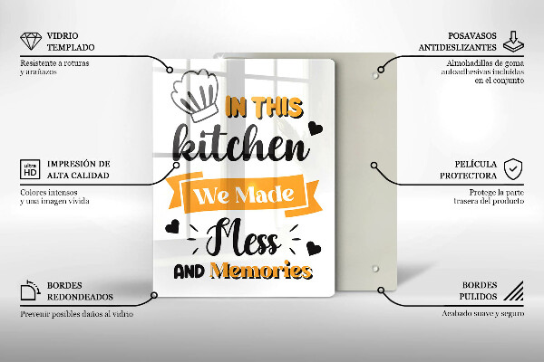 Skleněné krájecí prkénko In this kitchen we made mess and memories