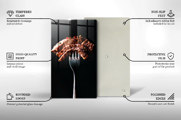 Skleněné krájecí prkénko Maso na vidličku