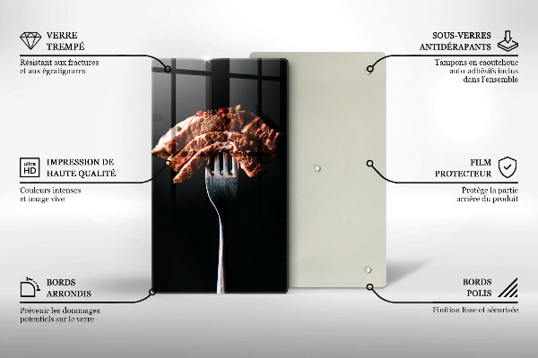 Skleněné krájecí prkénko Maso na vidličku