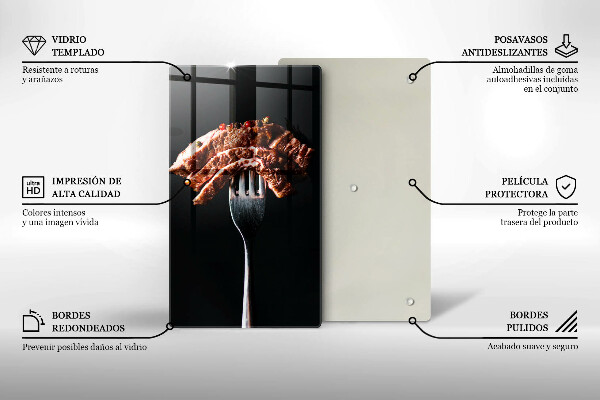 Skleněné krájecí prkénko Maso na vidličku