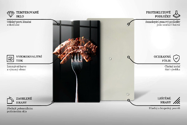 Skleněné krájecí prkénko Maso na vidličku