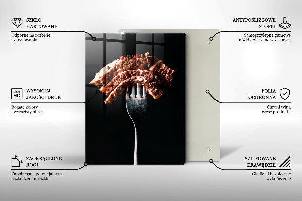 Skleněné krájecí prkénko Maso na vidličku