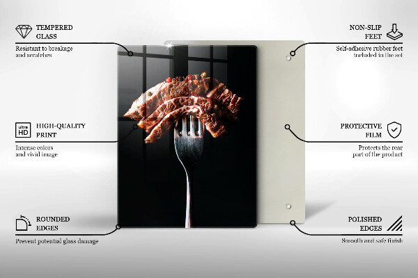 Skleněné krájecí prkénko Maso na vidličku