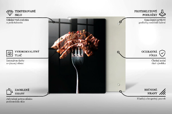 Skleněné krájecí prkénko Maso na vidličku