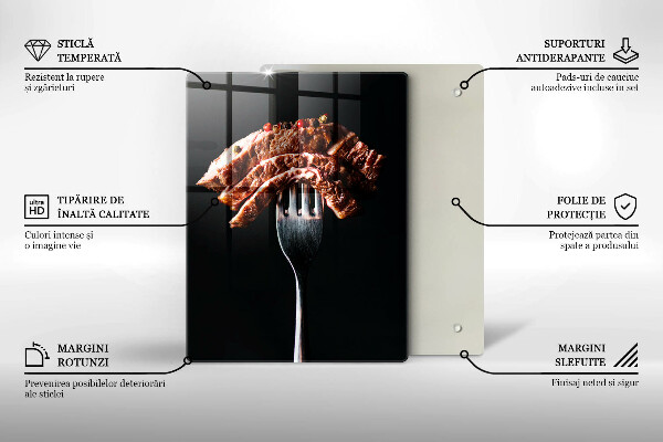 Skleněné krájecí prkénko Maso na vidličku