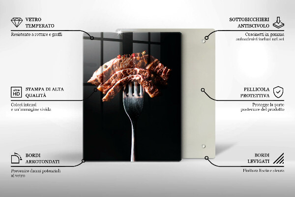 Skleněné krájecí prkénko Maso na vidličku